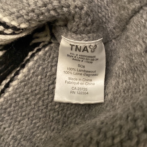 TNA 100% Lambswool Grey Knitted Zip Up Sweater - Picture 11 of 12